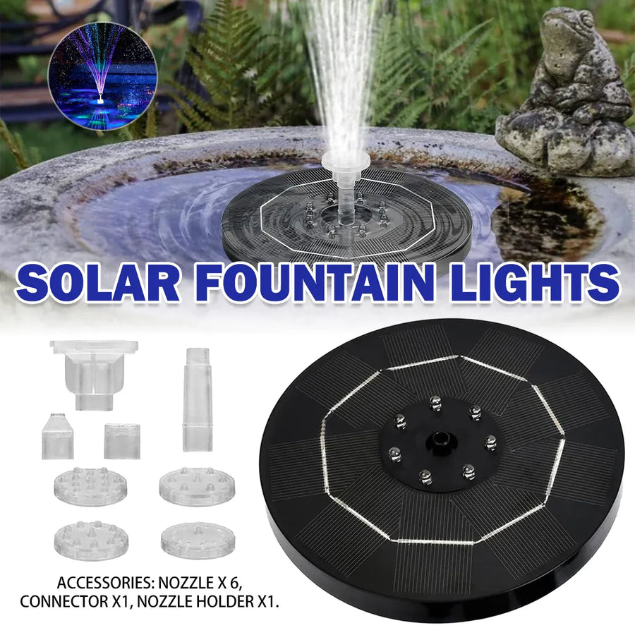 Solar Fountain Bird Bath Fountain Waterproof Auto-On for Outdoor Decoration