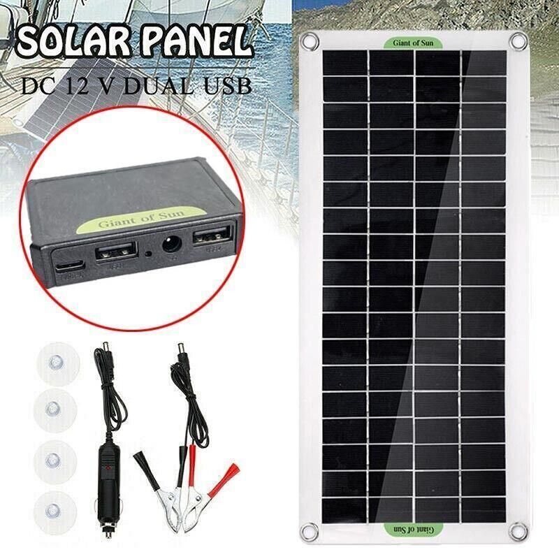 30W Usb Solar Panel Kit Battery Charger Controller Caravan Boat Outdoor Camping