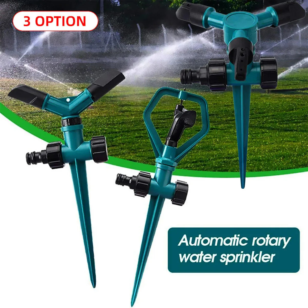 360° Rotation Auto Irrigation System Garden Lawn Sprinkler Patio Save Water Use - One Arm