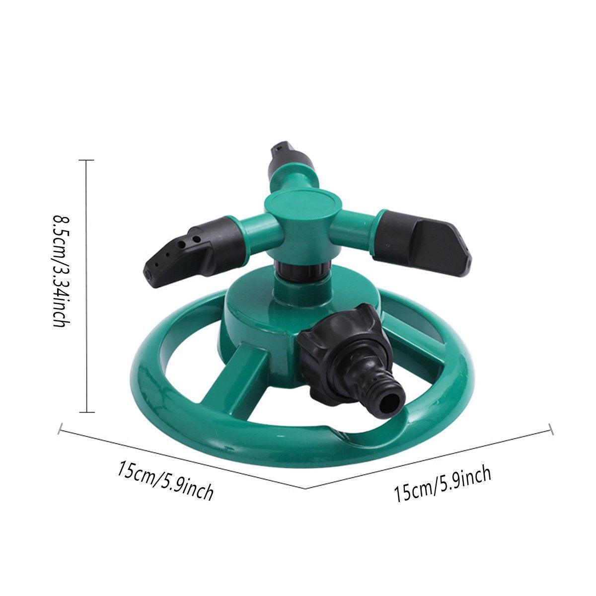 Small Disc Sprinkler 360 Degree Rotating Garden Sprayer Three Prong Spray Water - Green