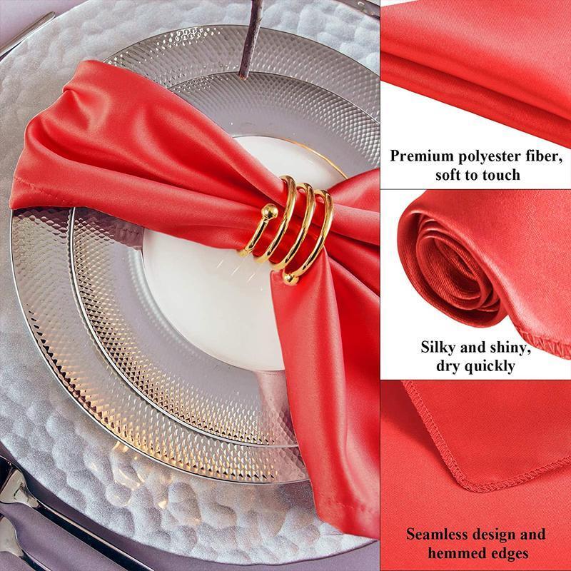 50PCS Polyester Plain Fabric Cotton Napkins For Wedding Cloth pc Table Dinner - Red
