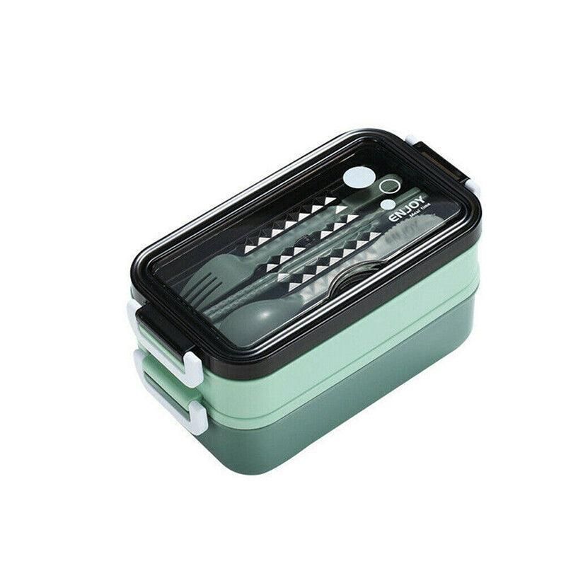 Bento Box Lunch Containers Food Microwave Stainless Portable Dinnerware Au - Green