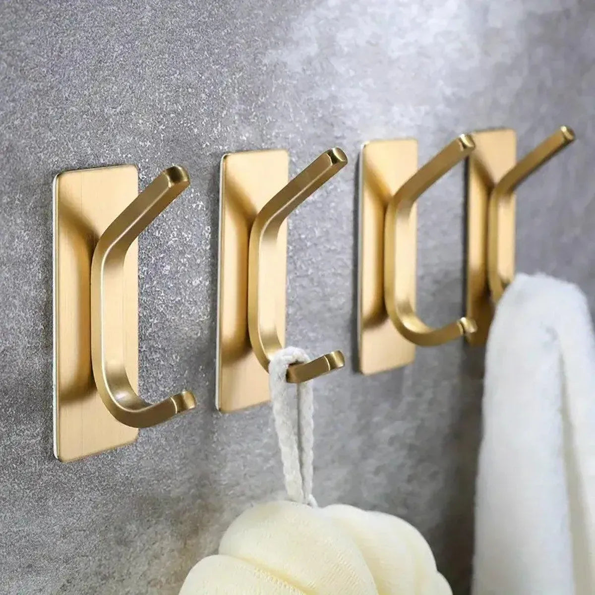 4pcs Stainless Steel Adhesive Hook Towel Hook Bathroom Kitchen Door Coat Hook - Silver