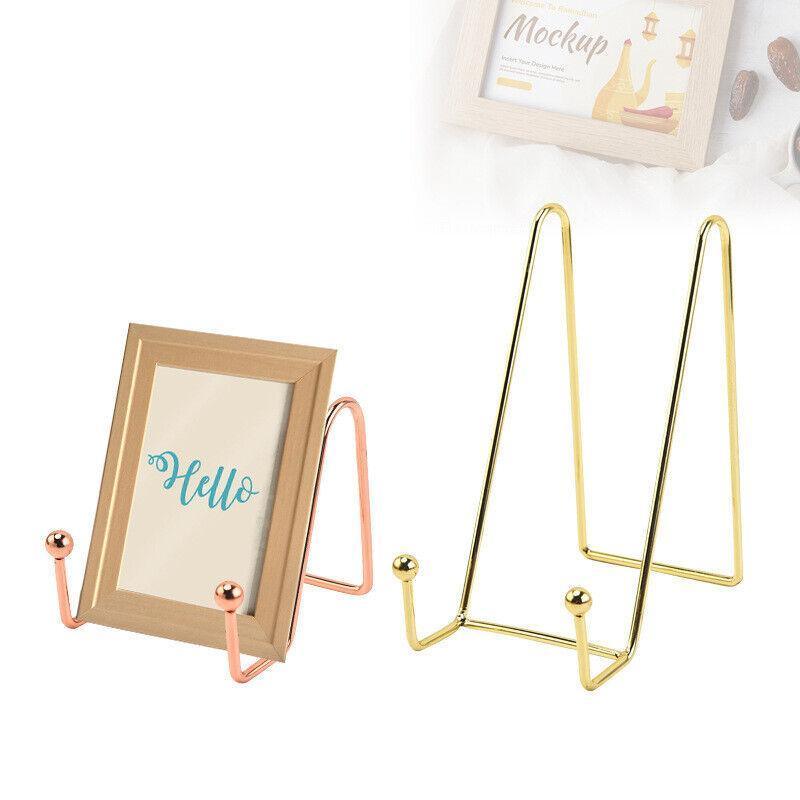 Iron Display Stand Dish Rack-Plate Bowl Picture Frame Photo Book Pedestal Holder - Gold-S