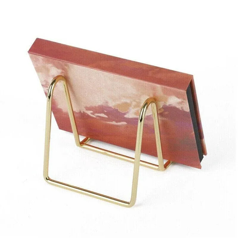 Iron Display Stand Dish Rack-Plate Bowl Picture Frame Photo Book Pedestal Holder - Rose Gold-L