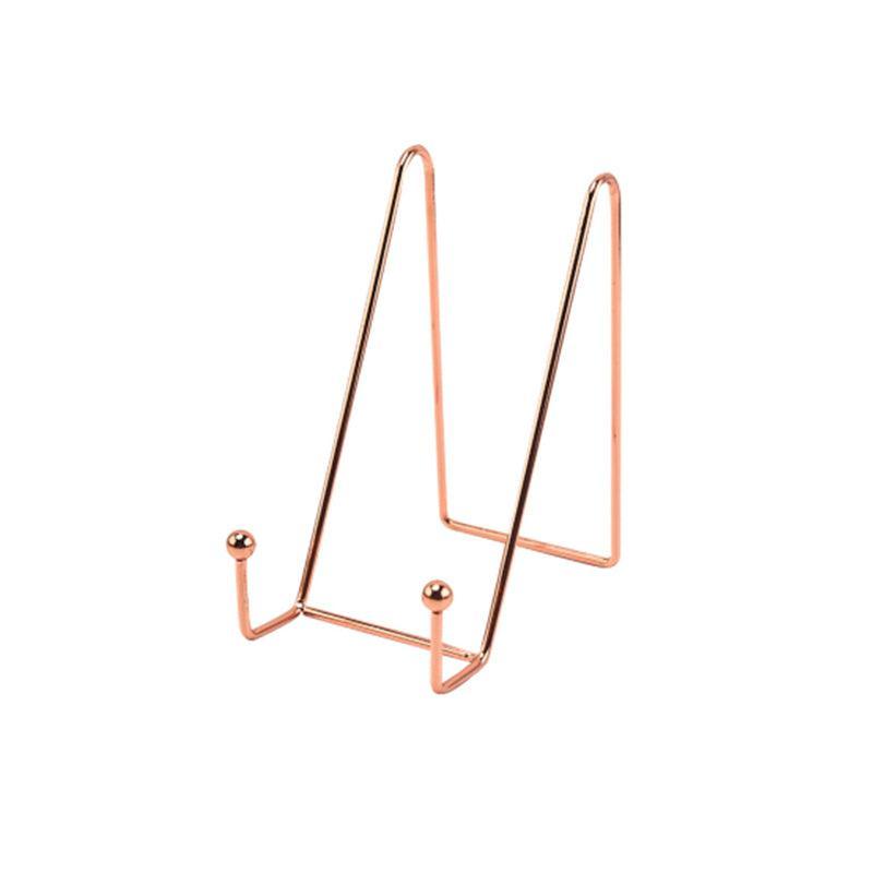 Iron Display Stand Dish Rack-Plate Bowl Picture Frame Photo Book Pedestal Holder - Rose Gold-S