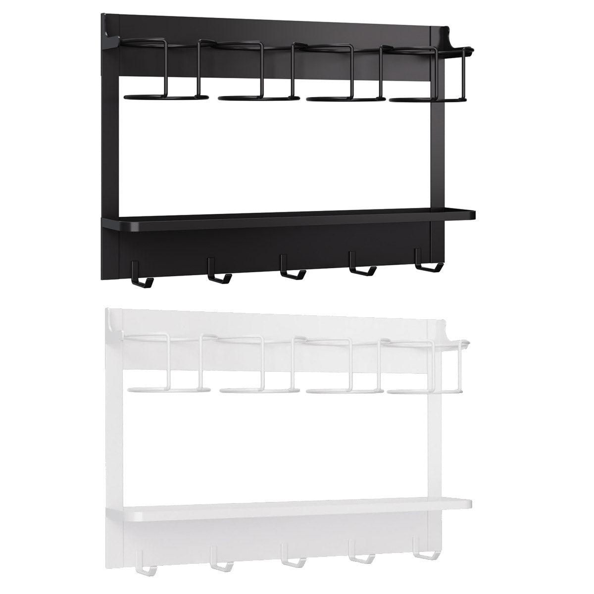 Magnetic Mug Organizer Cup Holder Wall Mount Storage for Kitchen Office Home Use - White