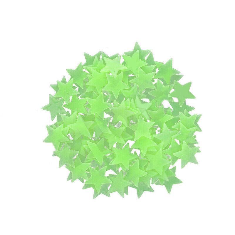 100 Pieces Glow-in-the-Dark Luminous Star Wall Stickers for Bedroom or Ceiling Decor - Pink