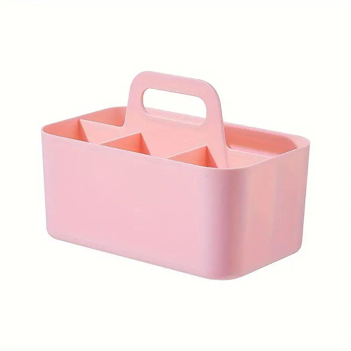 Multi Functional Desktop Organizer Compartmentalized Storage Box Portable Basket - Pink