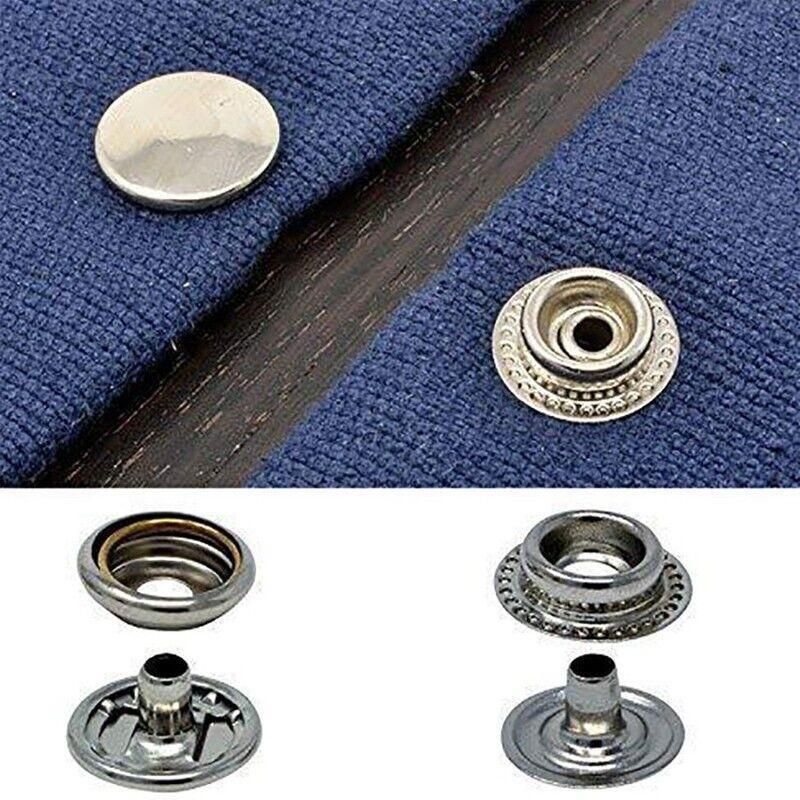 120PCS 15mm Stainless Steel Snap Fasteners Press Studs Cap Button Boat