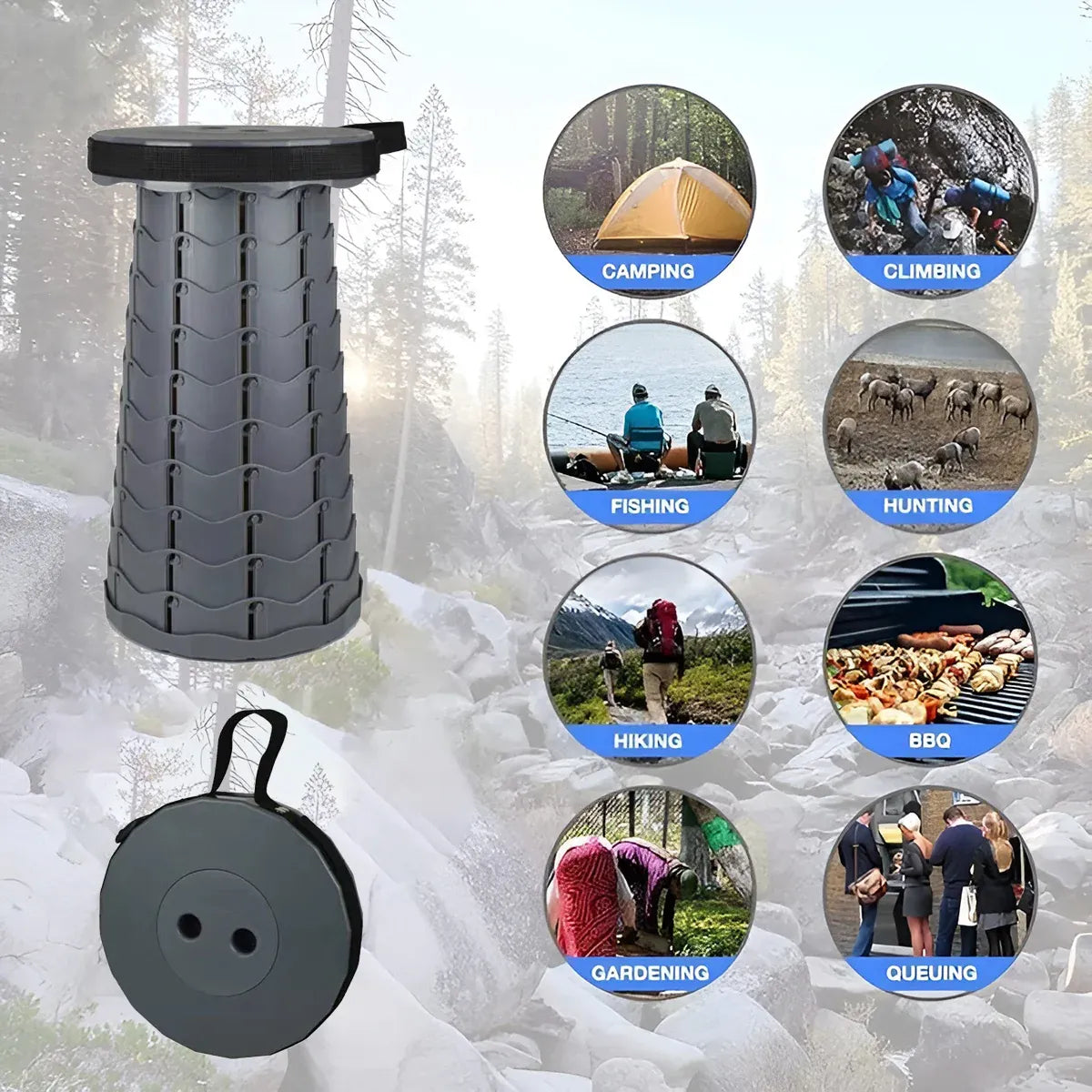 Portable Outdoor Travel Foldable Stool Camping Chair Lightweight Durable Use