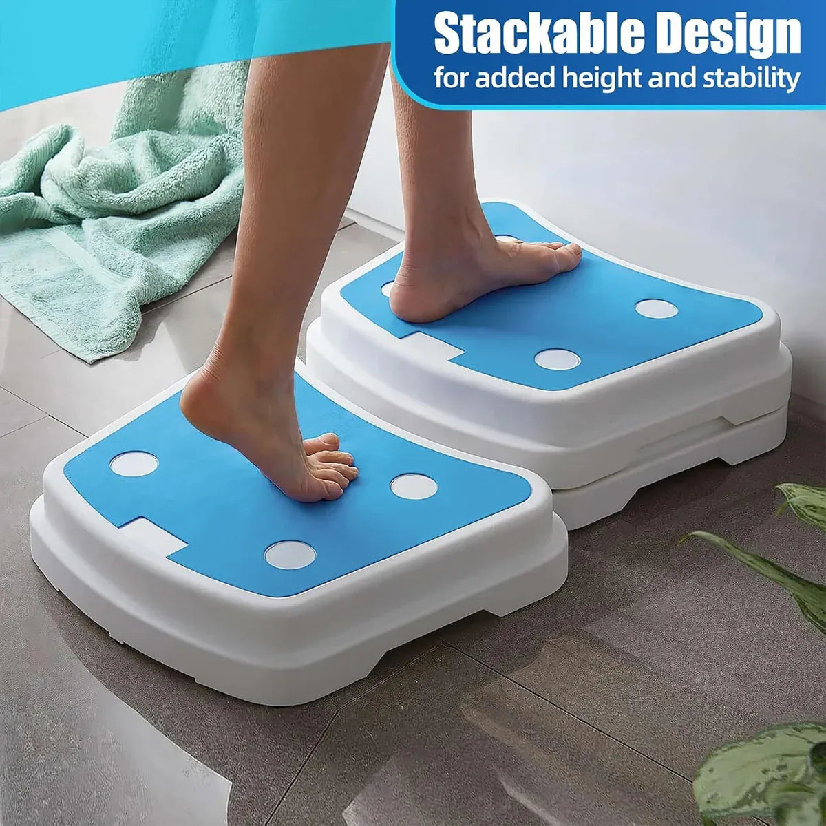 Stackable Bathroom Footstool Shower Seat Anti-Slip Durable Safe