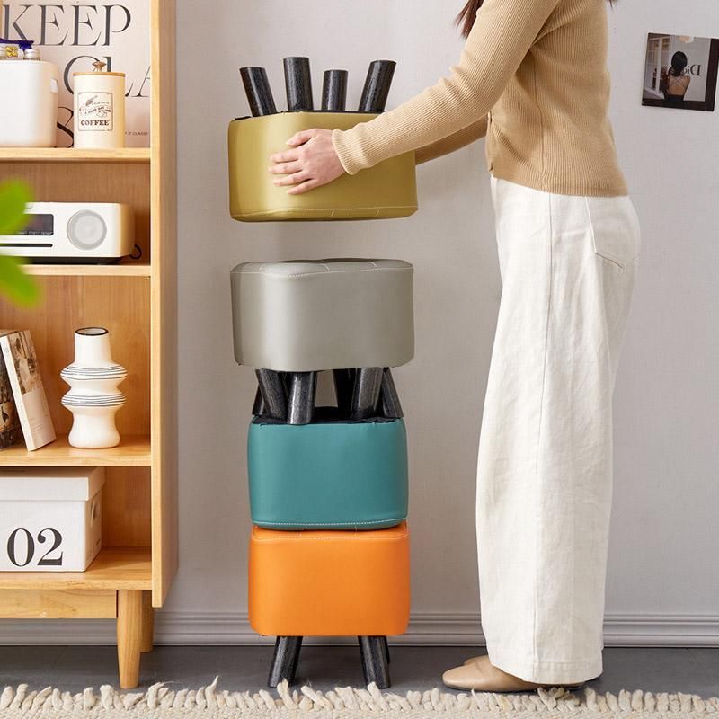 Small Stool Household Sofa Stool Shoes Changing Low Seat for Bedroom and Living - Green