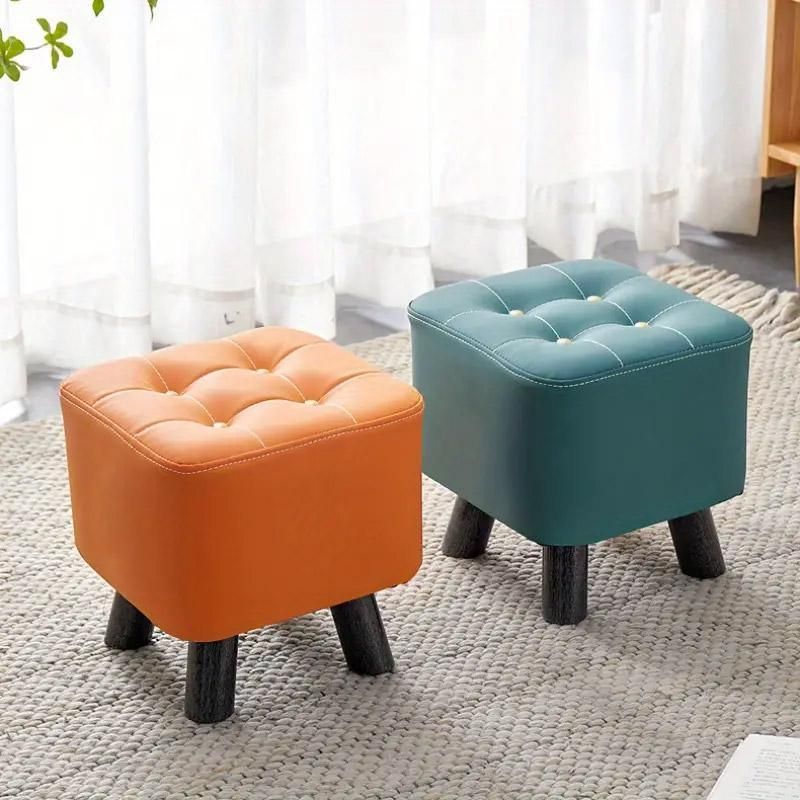 Small Stool Household Sofa Stool Shoes Changing Low Seat for Bedroom and Living - Green