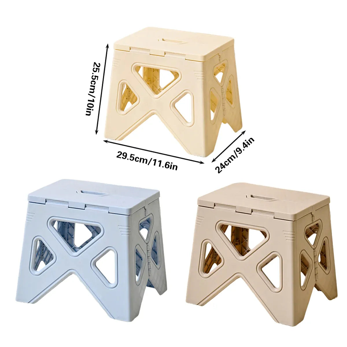 Portable Folding Plastic Stool Lightweight Step Chair for Outdoor Camping or Kitchen - White