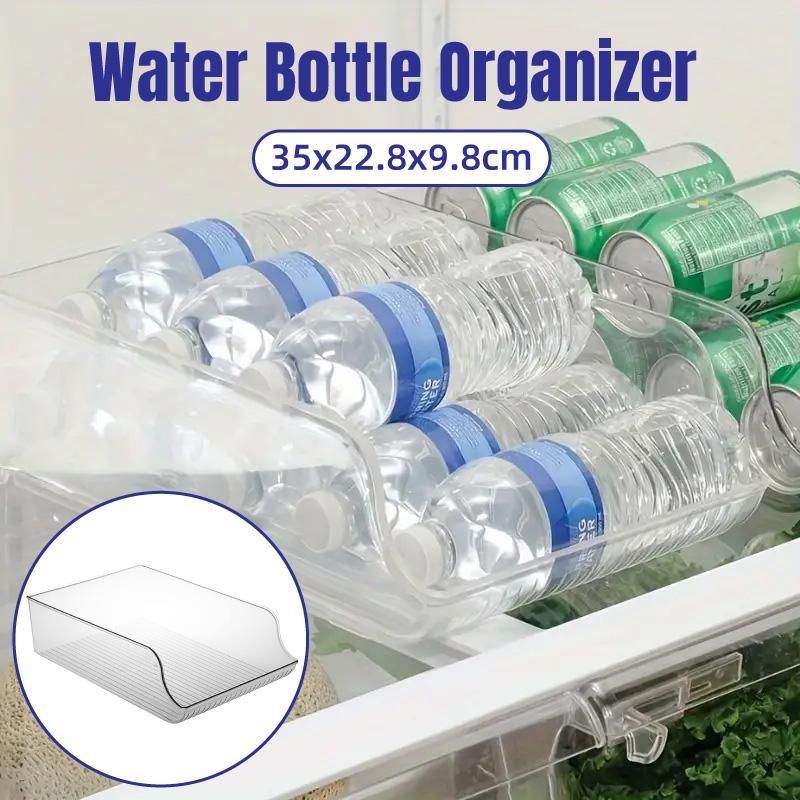 Clear Plastic Beverage Organizer Fridge Storage Shelf Holder for Kitchen Pantry