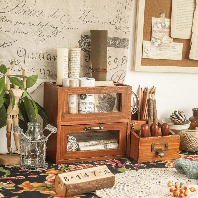 Wooden Desktop Shelf Organizer Storage Rack Office Home Workspace Accessories