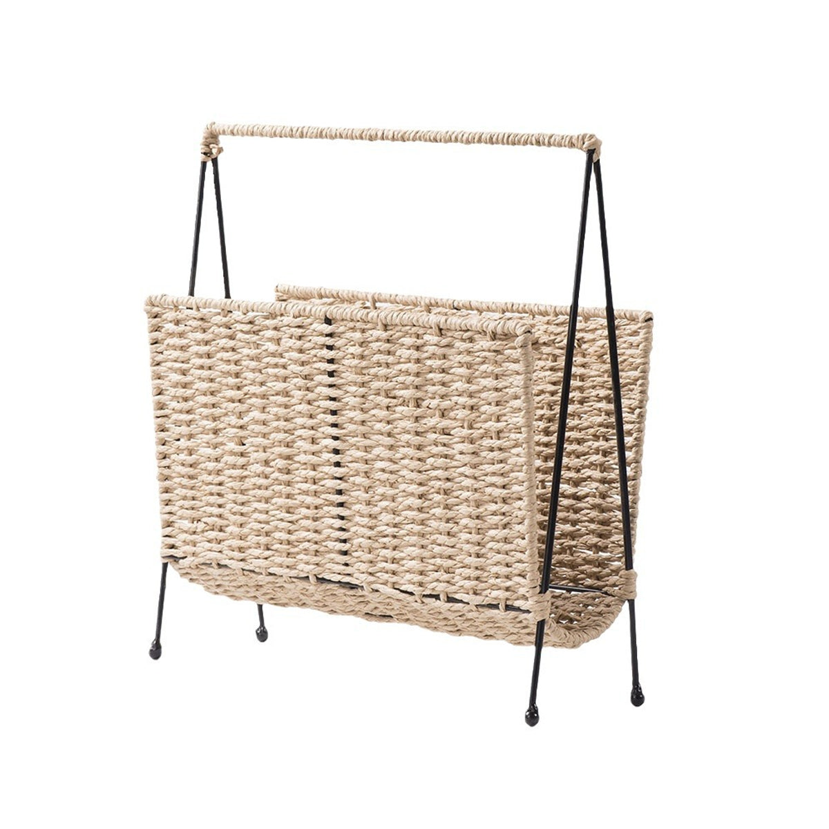 Natural Handwoven Magazine Rack Tabletop Bookshelf Newspaper Storage Basket