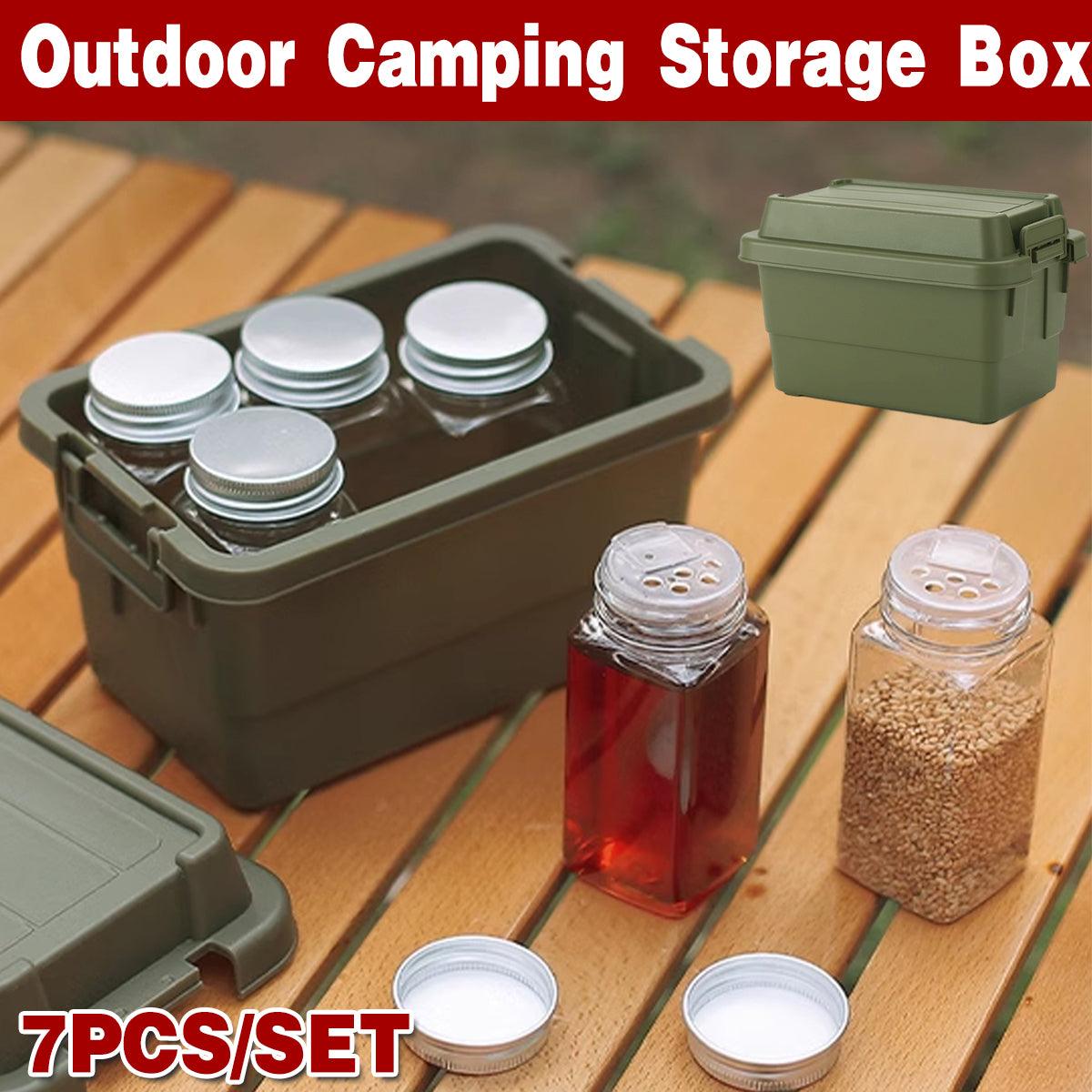 7pcs Portable Spice Bottle Set Travel BBQ Camping Storage Container Organizer