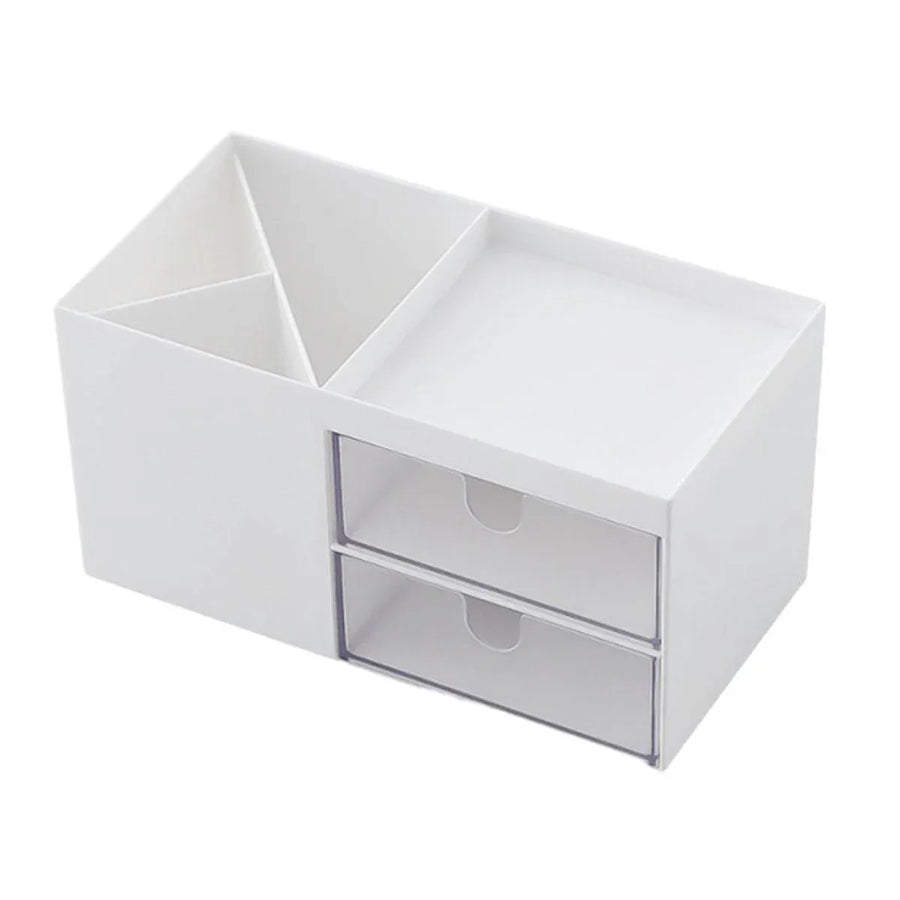 Multifunctional Desktop Organizer with Storage Drawer for Home Office Supplies - White