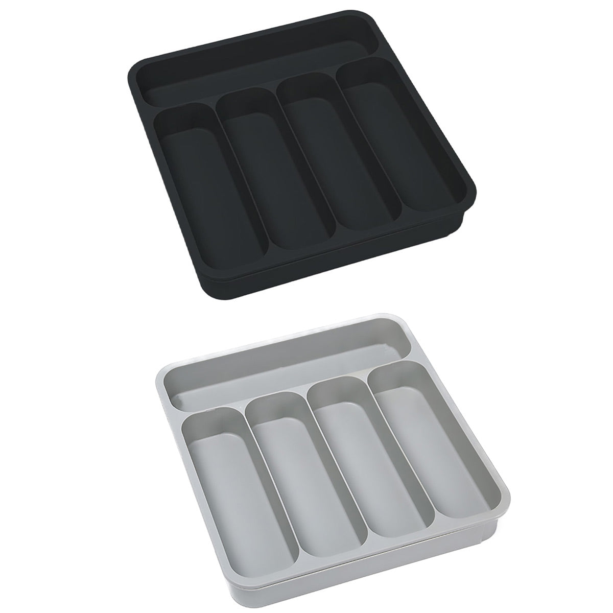 Expandable Cutlery Drawer Organizer Adjustable 6 Slot Kitchen Utensil Tray - Grey