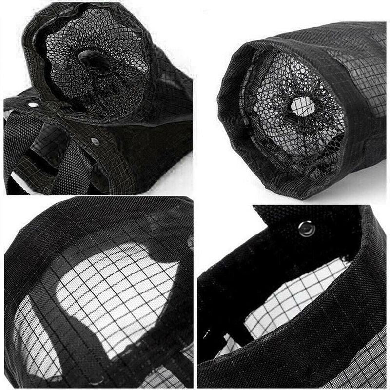 Hanging Mesh Bag Organizer Dispenser for Plastic or Trash Bags Storage Holder - Black