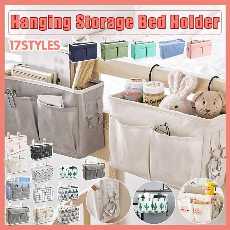 Hanging Bedside Storage Caddy with Pockets for Bunk Bed Dorm Couch Organizing - Fresh Green