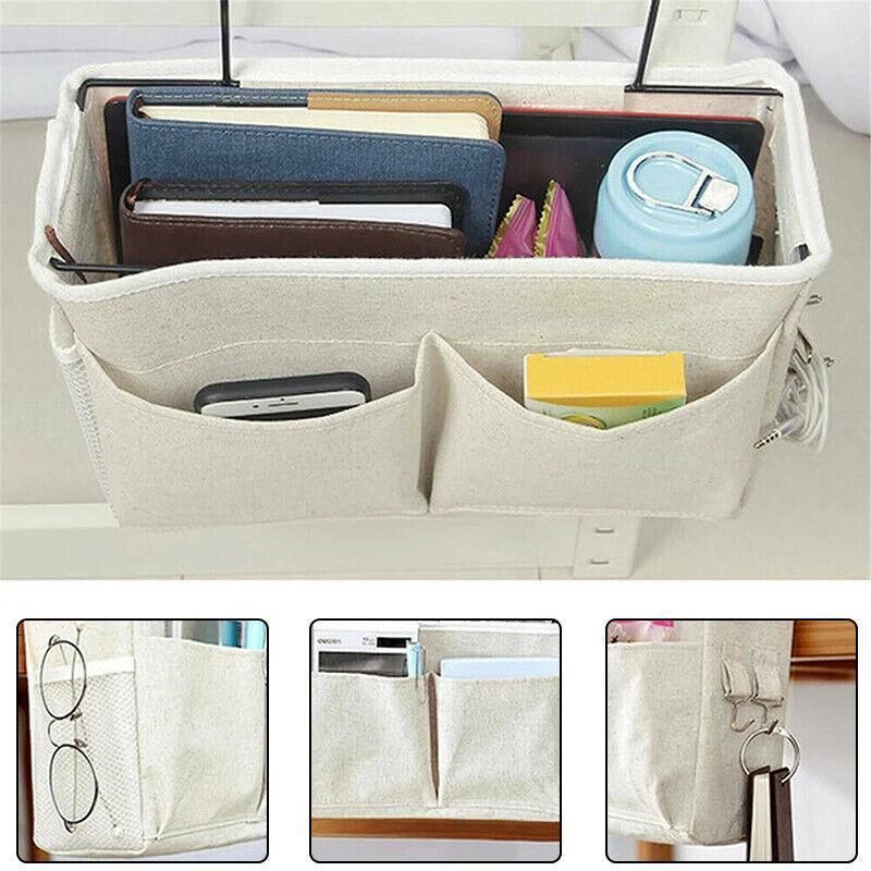 Hanging Bedside Storage Caddy with Pockets for Bunk Bed Dorm Couch Organizing - Navy