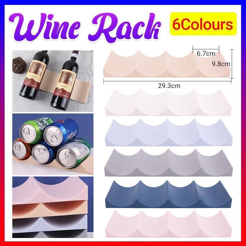 Fridge Organiser Wine Beer Stacking Bottle Rack Kitchen Space Saving Can Holder - Grey