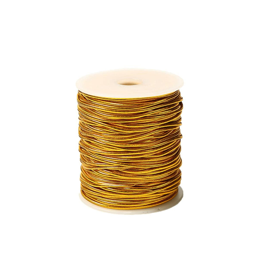 Elastic Rope Cord 10pcs Gold Silver Stretch String for DIY Craft Gift Wrapping - Gold