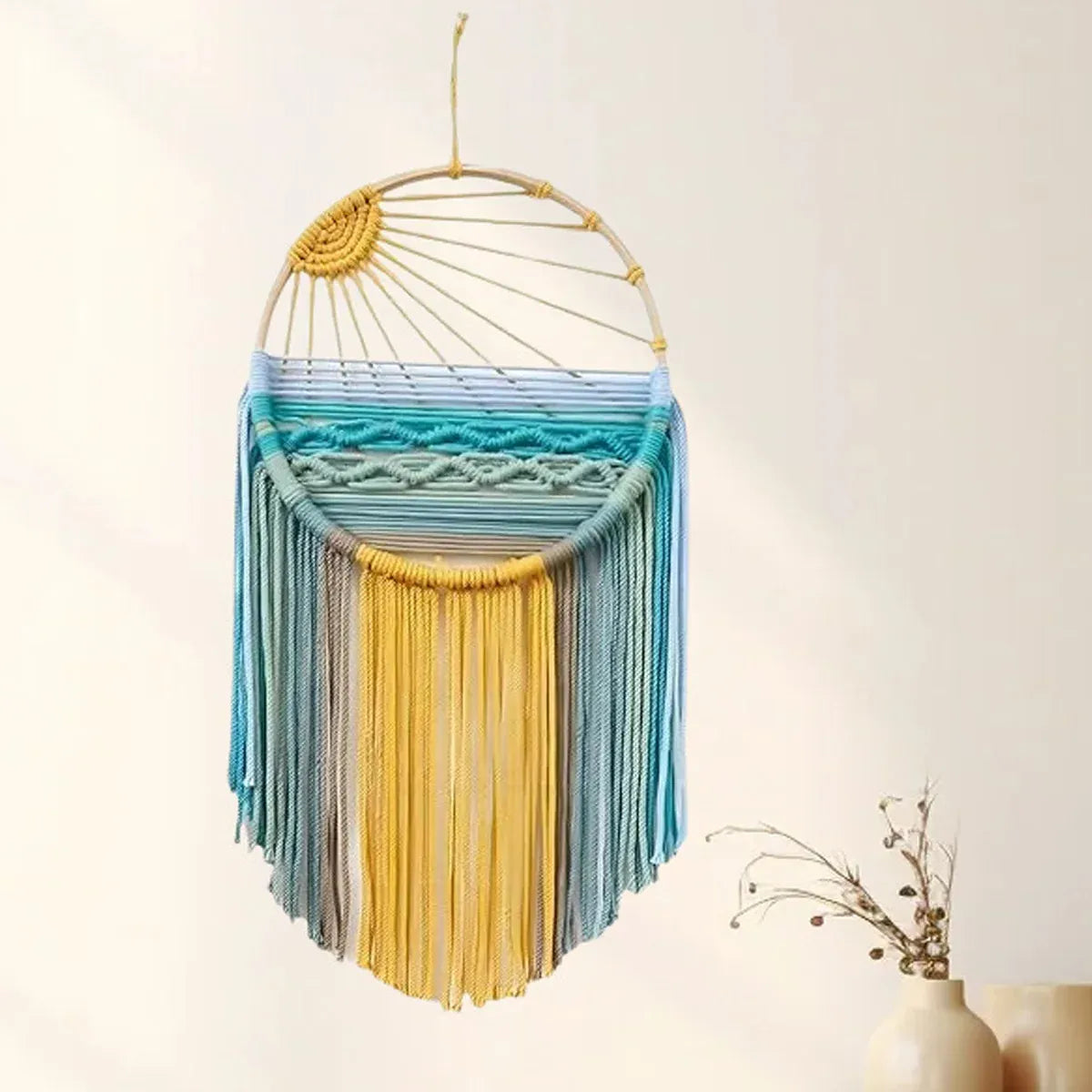 Sunrise Hand Woven Tapestry Decoration Warm Tones Wall Hanging for Living Room