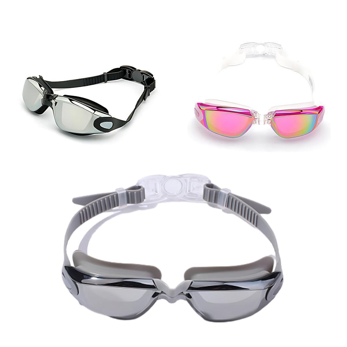 Unisex Swimming Goggles Waterproof Anti Fog Adjustable Swim Glasses for Men Women - Black