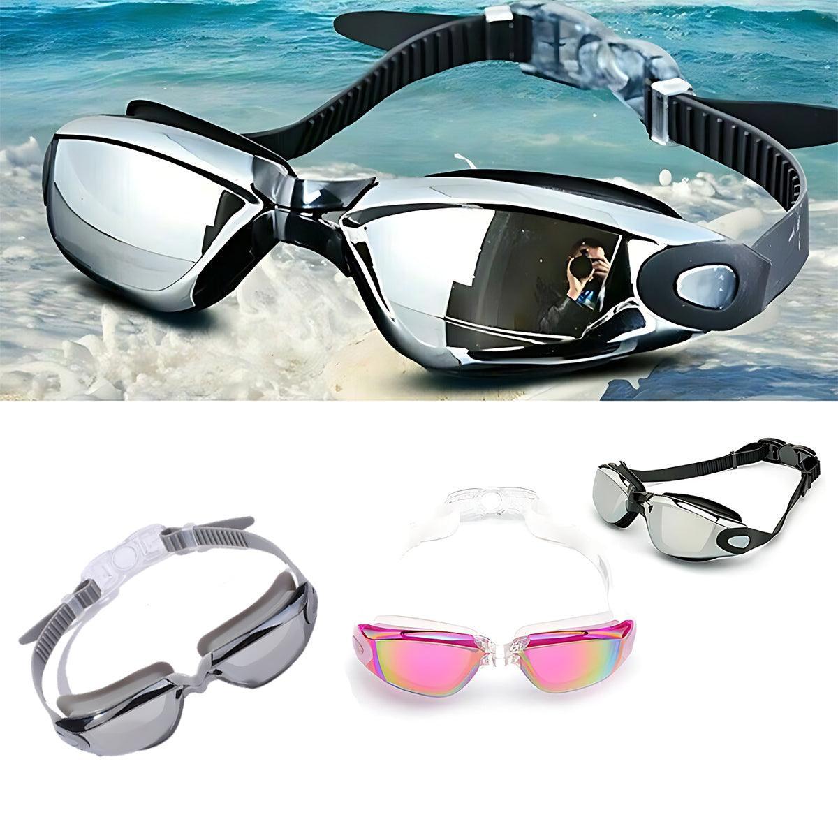 Unisex Swimming Goggles Waterproof Anti Fog Adjustable Swim Glasses for Men Women - Black