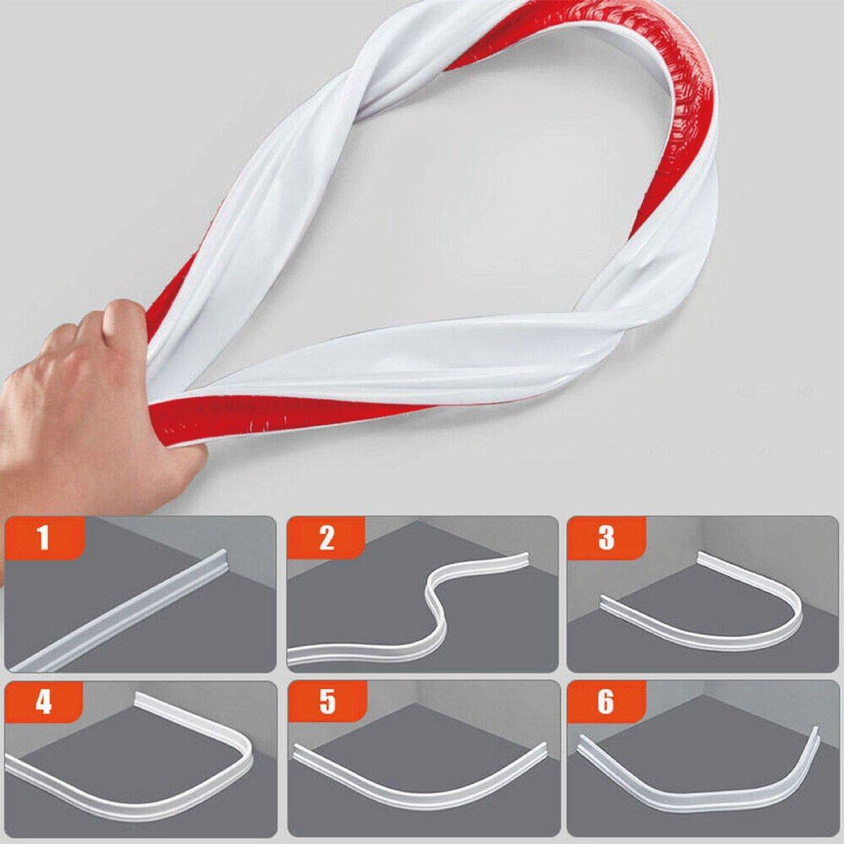 100-300CM Silicone Shower Water Barrier Bathroom Waterproof Strip Self-Adhesive - 100CM