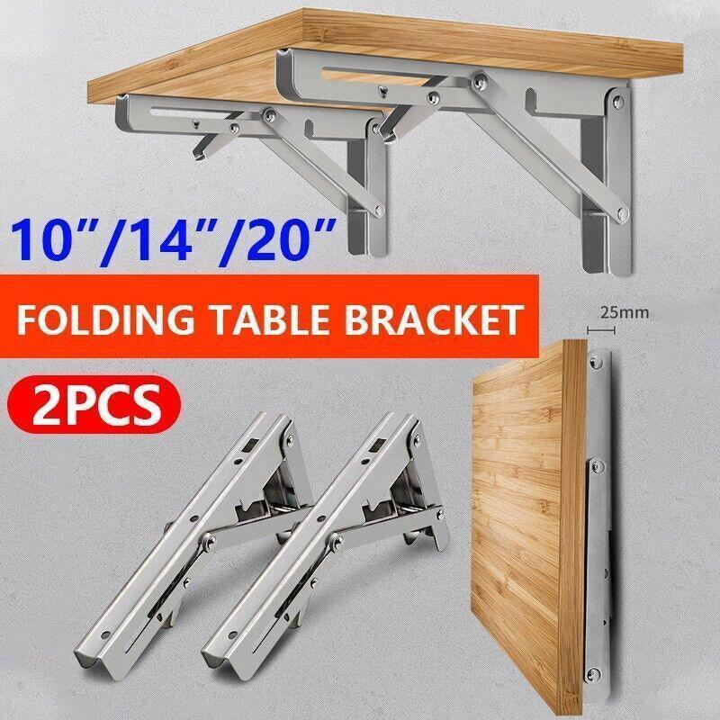 10-20" Heavy-Duty Stainless Steel Folding Table Bracket 200Kg Load - 14In(2PCS)