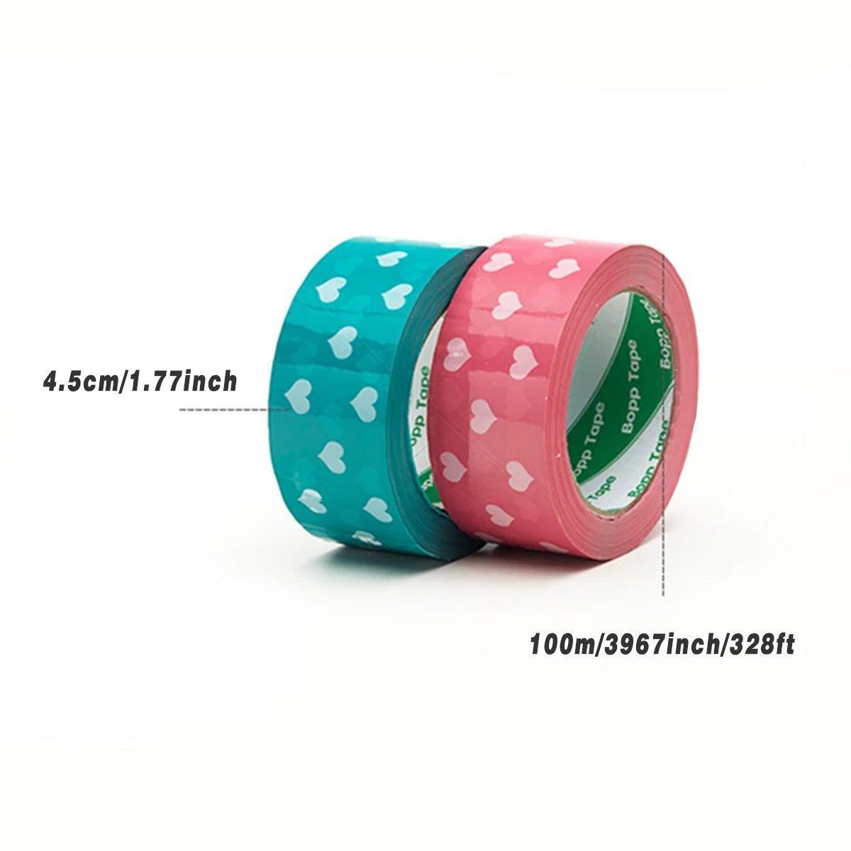 5pcs Cute Personality Packing Sealing Tape Adhesive Heart Design Colourful Glue - Pink