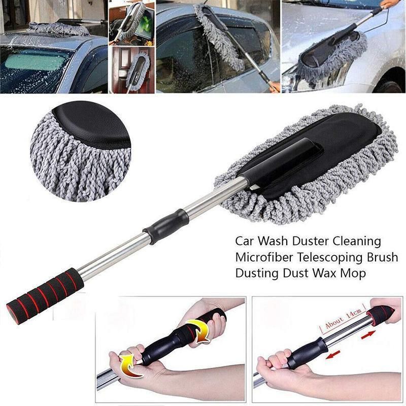 Car Wash Duster Brush Microfiber Telescopic Cleaning Tool for Vehicle Detailing