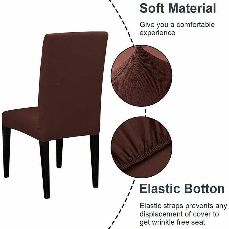 6X Stretch Chair Cover Seat Covers Spandex Washable Banquet Wedding Party Decora - Brown