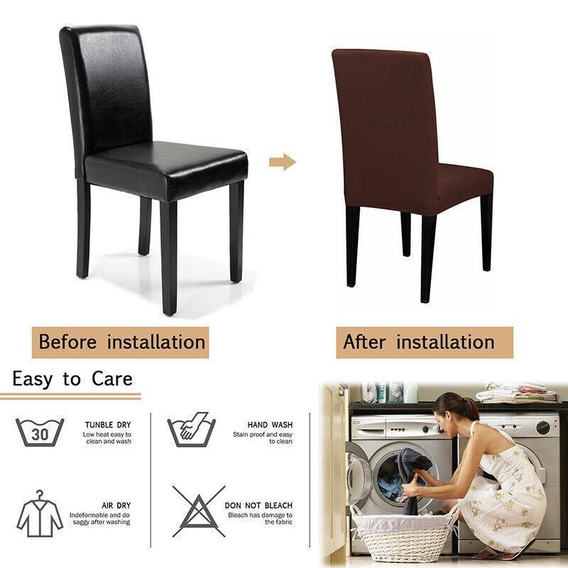 6X Stretch Chair Cover Seat Covers Spandex Washable Banquet Wedding Party Decora - Brown