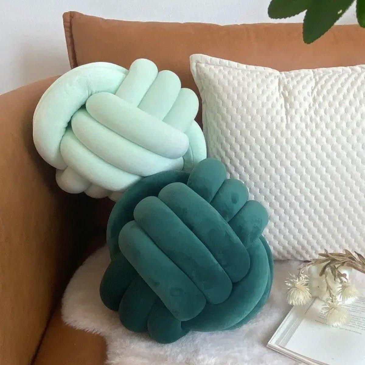 Three-Strand Braided Round Pillow Sofa Cushion Decorative Pillow for Living Room - Light Grey