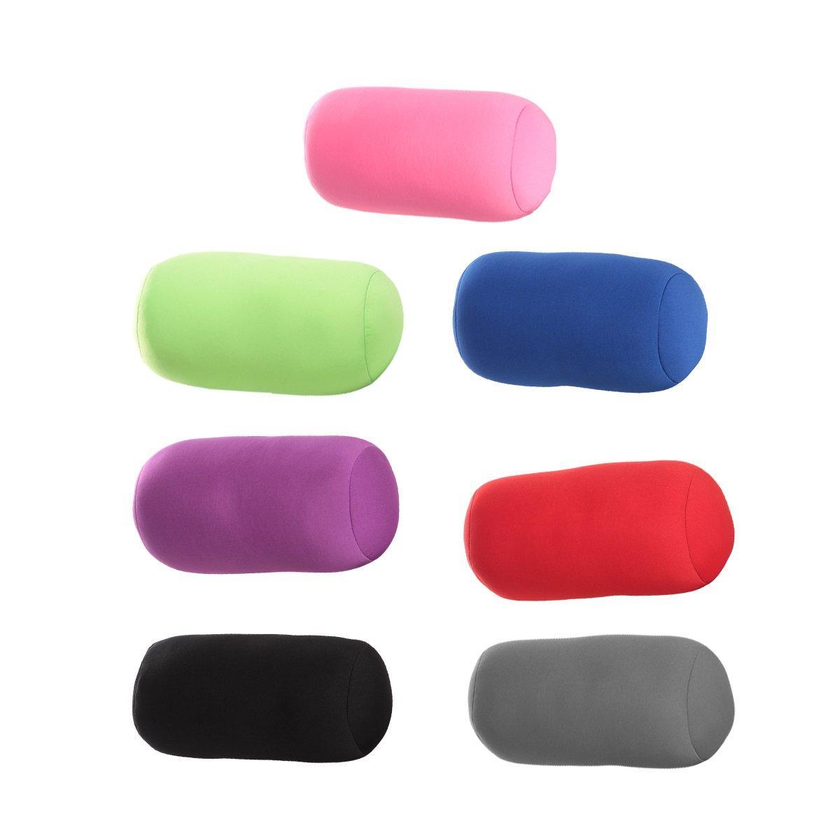 Solid Color Cylindrical Foam Particle Pillow Multi-Functional Neck Waist Support - Red