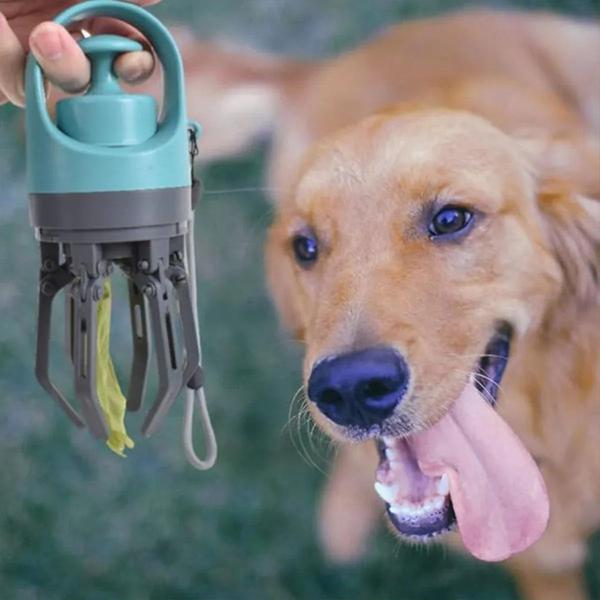 Portable Pet Waste Pick-up Shovel Six-claw Excrement Clip with Bag Dispenser