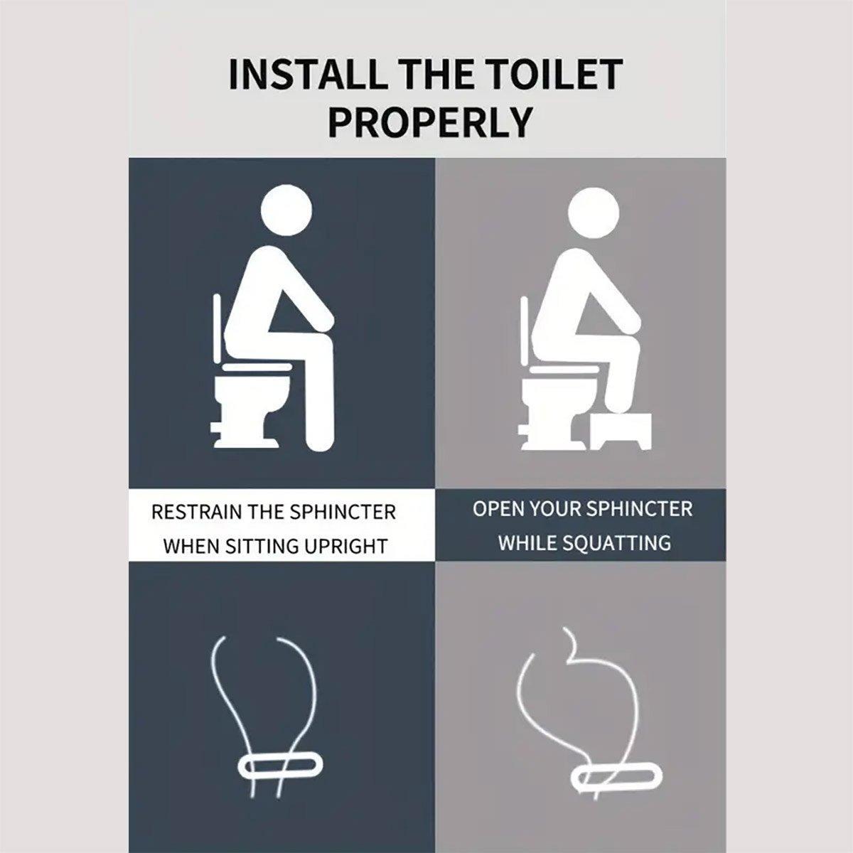 Toilet Stool Anti-Slip Bathroom Footstool for Home Use with Stable Support Design - Black