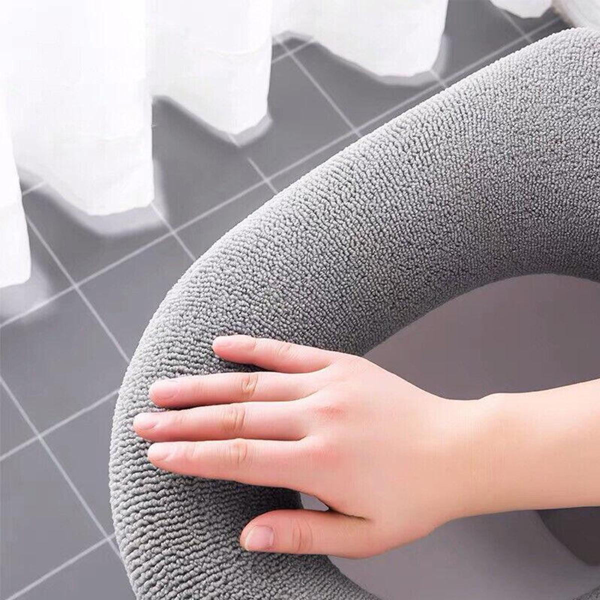 Soft Toilet Seat Bathroom Washable Warmer Cushion Mat Cover Pad Hook New Lid Au - Grey