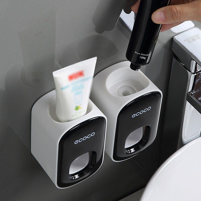 Ecoco Wall Mount Auto Ands Free Toothpaste Dispenser Automatic Toothpaste Squeez - Black