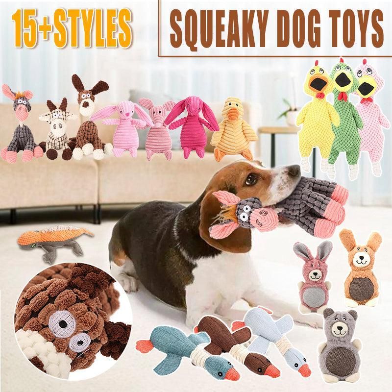 Squeaky Dog Toy Plush Chew Rope Pet Puppy Toys with Squeaker Crinkle for Teething - Dark Goose