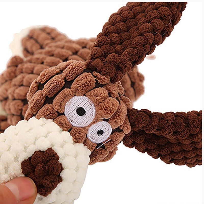 Squeaky Dog Toy Plush Chew Rope Pet Puppy Toys with Squeaker Crinkle for Teething - Dark Goose