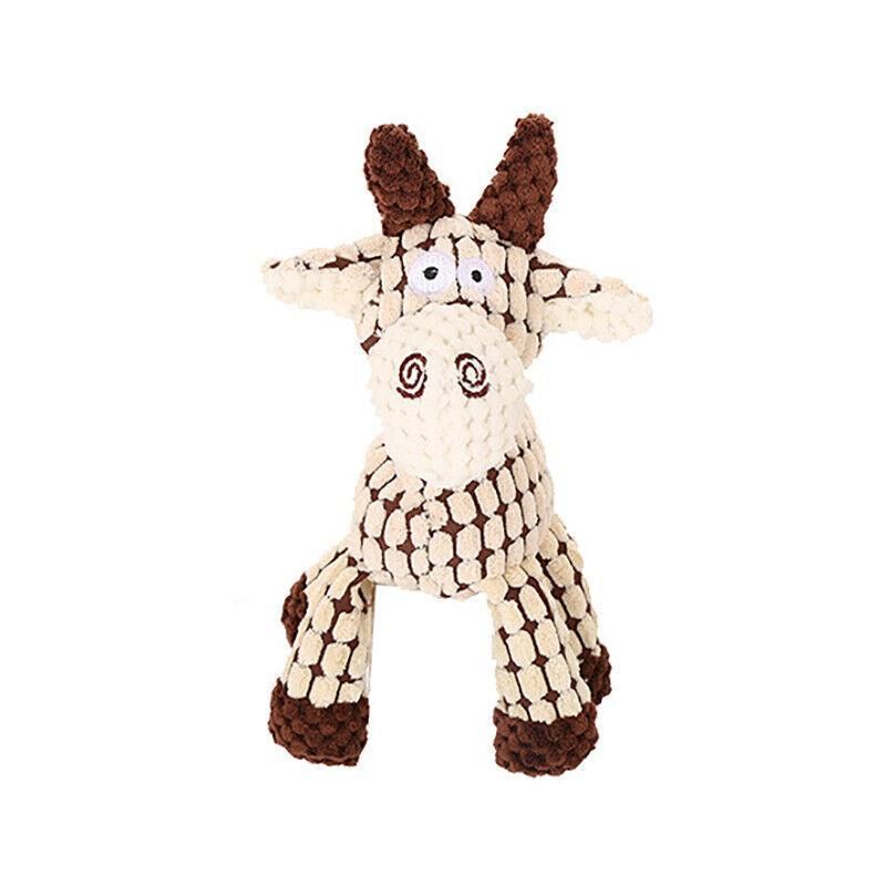 Squeaky Dog Toy Plush Chew Rope Pet Puppy Toys with Squeaker Crinkle for Teething - White Donkey