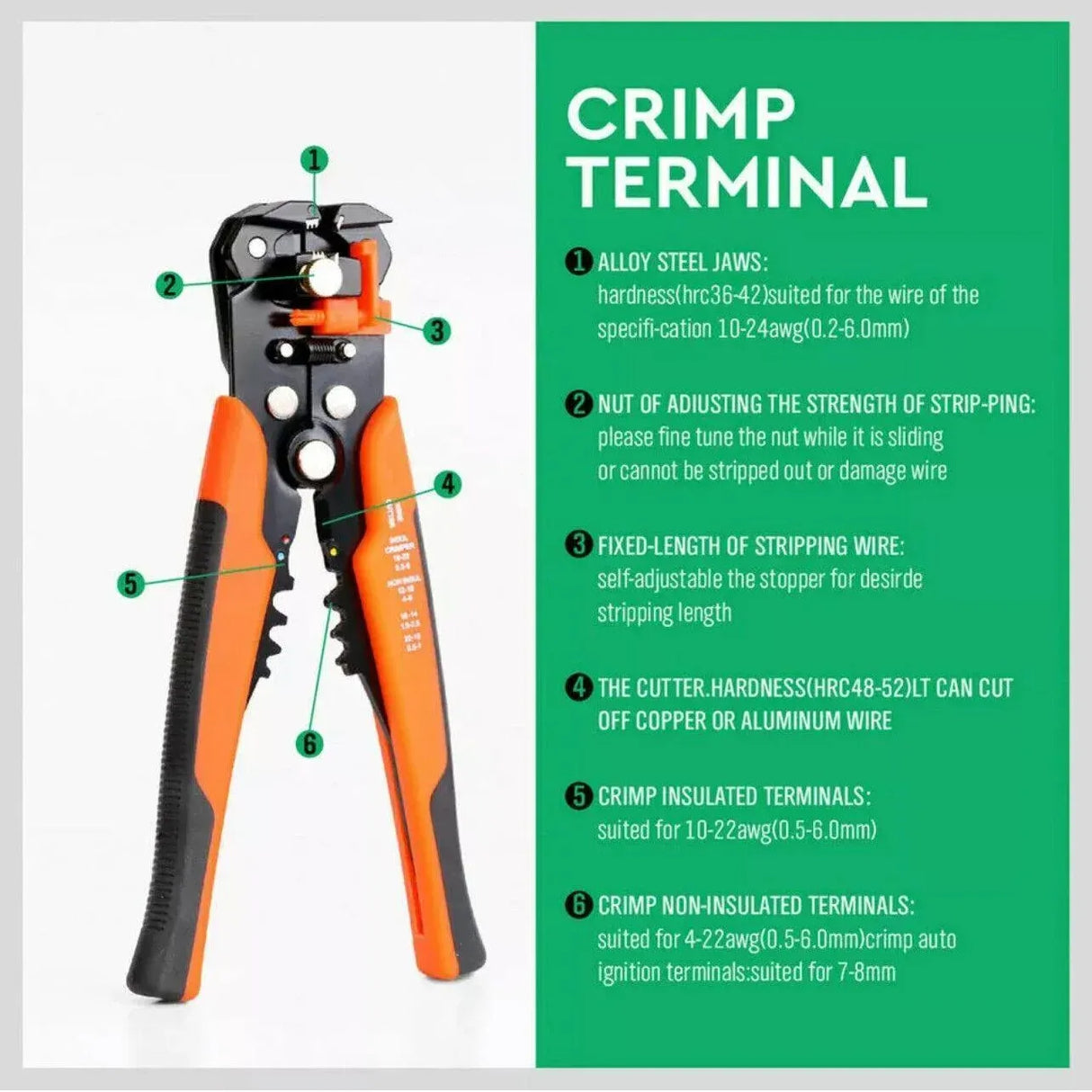 Automatic Wire Cutter Stripper Pliers Electrical Cable Crimper Terminal Tool Au - Yellow