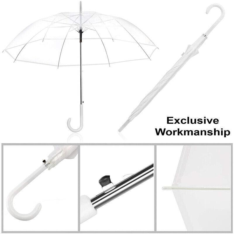 Clear Transparent Umbrella Long Handle Auto Open PVC Rain Parasol 71cm